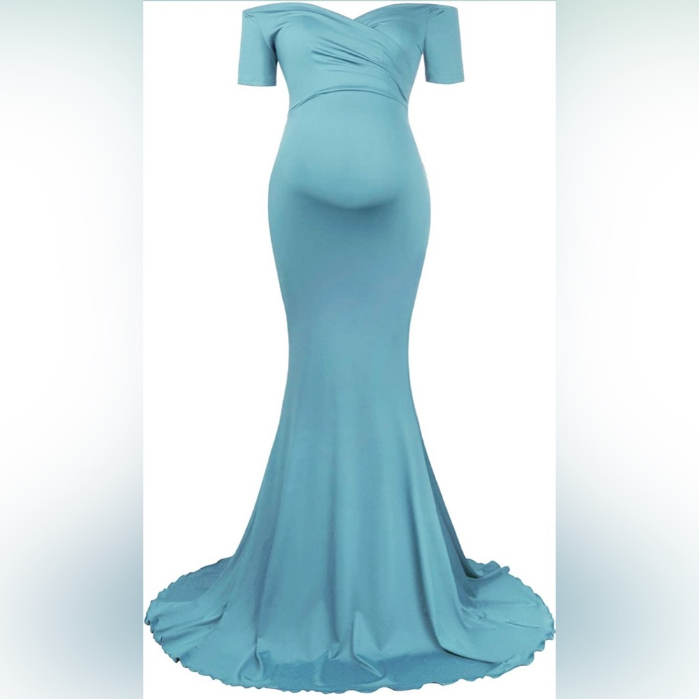 Maternity Long Dress Off Shoulder Elegant - size M
